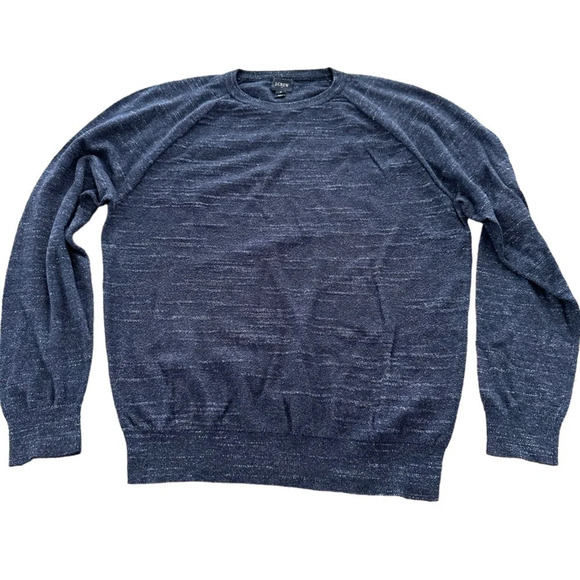 J Crew Factory Mens Medium 100% Cotton Blue Crewneck Sweater Pullover Career M - Picture 1 of 4